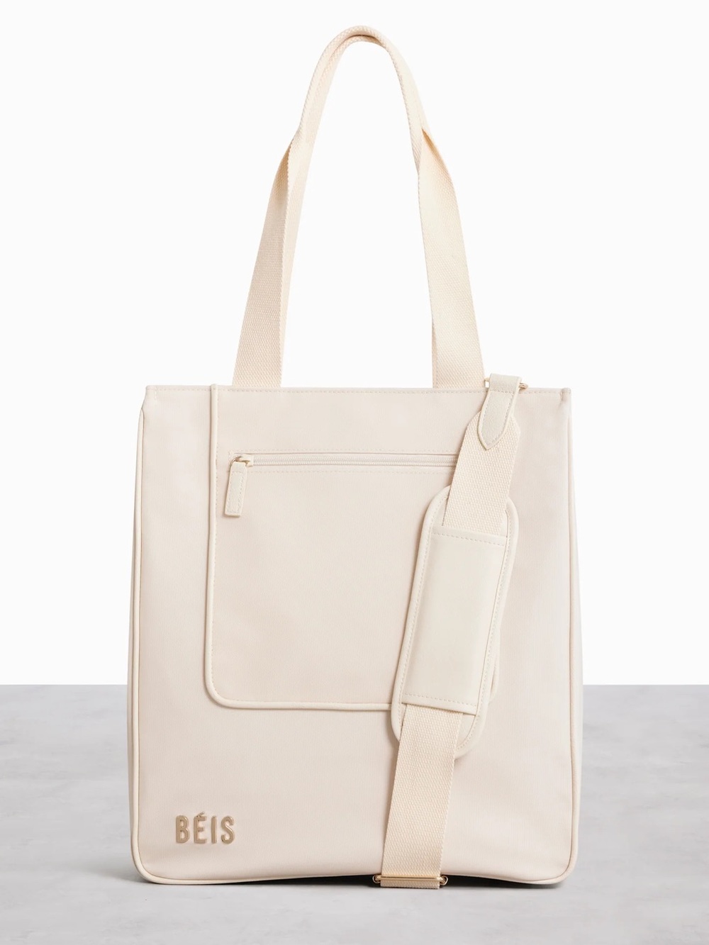 BEIS North to South Soft Cream Tote with Padded Strap